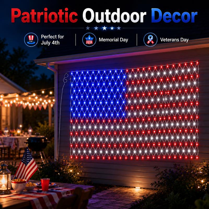 Solar American Flag Lights
