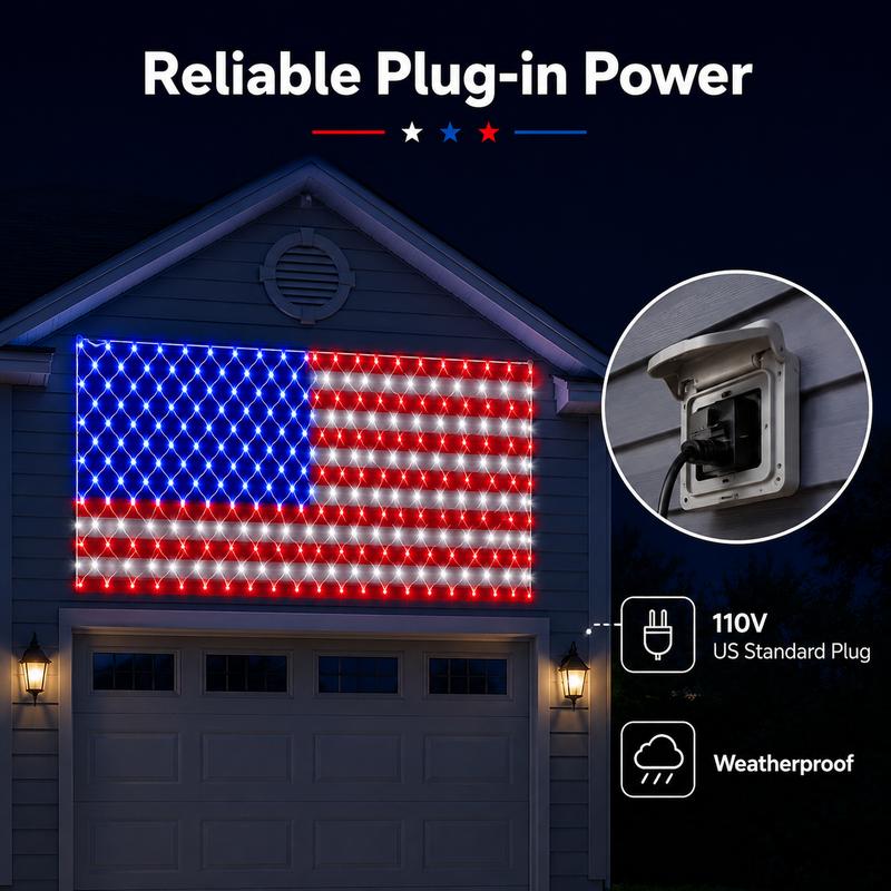 Solar American Flag Lights