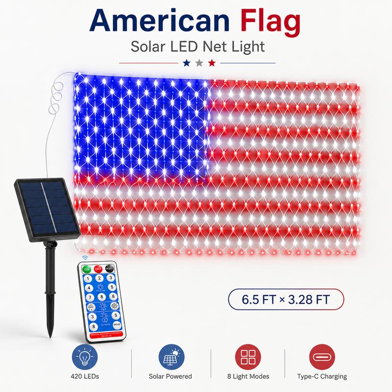Solar American Flag Lights