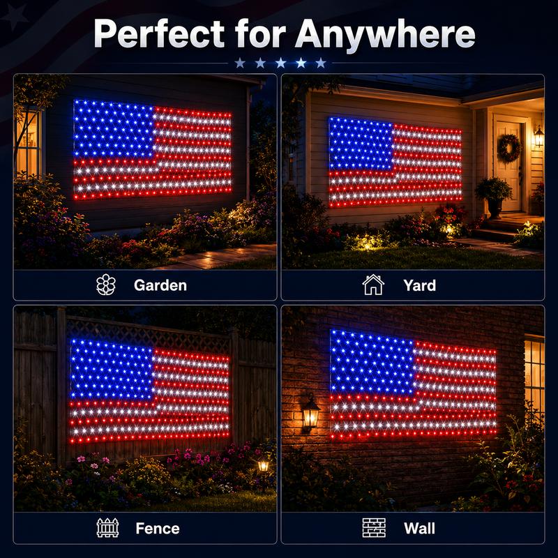 Solar American Flag Lights